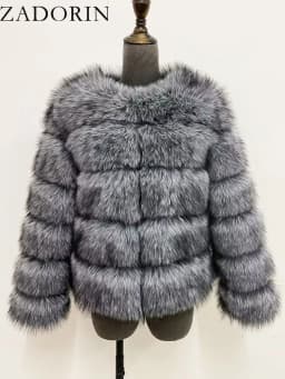 ZADORIN Long Sleeve Faux Fox Fur Coat Women Winter Fashion Thick Warm Fur Coats Outerwear Fake Fur Jacket Woman Clothing