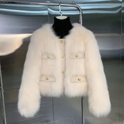 2026 Autumn Winter New Short Imitation Fox Fur Small Fragrant Fur Coat Women's Fashion Warm Single Breasted Round Neck Coats Top