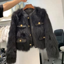 2026 Autumn Winter New Short Imitation Fox Fur Small Fragrant Fur Coat Women's Fashion Warm Single Breasted Round Neck Coats Top