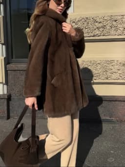 Elegant Lace Up Women Faux Fur Coat Fashion V-neck Long Sleeve Loose Plush Jacket 2025 Winter Lady Warm Daily Commute Outwear