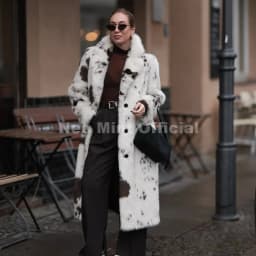 Neo Mint New 2025 Luxury Hot Brand Fashion Cow Print Long Faux Fur Coat Jacket Women Winter Thick Warm Outerwear Fluffy Overcoat