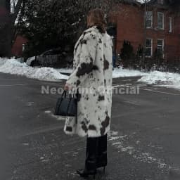 Neo Mint New 2025 Luxury Hot Brand Fashion Cow Print Long Faux Fur Coat Jacket Women Winter Thick Warm Outerwear Fluffy Overcoat