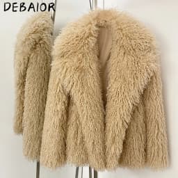 DEBAIOR New Winter Clothes Women Fashion Faux Mongolia Sheep Fur Coat Warm Fake Fur Jacket Long Sleeve Artificial Fur Overcoat