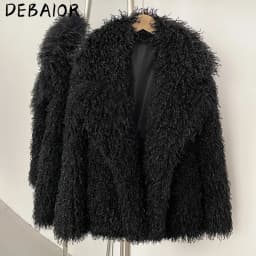 DEBAIOR New Winter Clothes Women Fashion Faux Mongolia Sheep Fur Coat Warm Fake Fur Jacket Long Sleeve Artificial Fur Overcoat
