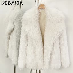 DEBAIOR New Winter Clothes Women Fashion Faux Mongolia Sheep Fur Coat Warm Fake Fur Jacket Long Sleeve Artificial Fur Overcoat