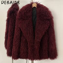 DEBAIOR New Winter Clothes Women Fashion Faux Mongolia Sheep Fur Coat Warm Fake Fur Jacket Long Sleeve Artificial Fur Overcoat