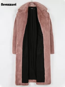 Nerazzurri Winter Clothes Women 2022 Long Thick Warm Soft Colored Fluffy Big Size Faux Rex Rabbit Fur Coat Women Lapel 4xl 5xl
