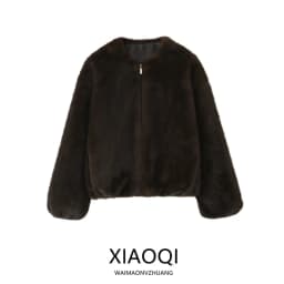 Fall 2025 New Women's Fashionable Versatile Artificial Fur Effect Jacket Coat Long Sleeve Zipper Closure Commute Style 6318288