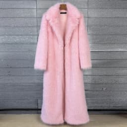 Long Faux Fur Coat Women Autumn Winter Large Jacket Overcoat White Turn Down Collar Pockets Thick Coat Warm Jackets Maxi Coats