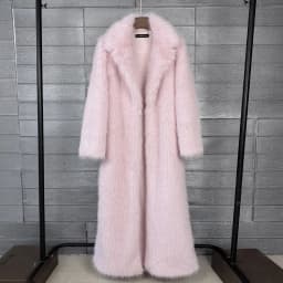 Long Faux Fur Coat Women Autumn Winter Large Jacket Overcoat White Turn Down Collar Pockets Thick Coat Warm Jackets Maxi Coats