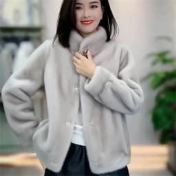 Winter New Mink-Like Coat Women Fur Jacket Thickened Stand-UP Collar Outwear Short Mink Velvet Overcoat Female Fashion Tide Tops