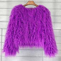 Fluffy Fur Coat Colorful Streetwear Women Faux Fur Jacket Big Size Women Clothing Sheepskin Coat Long Sleeve Chic Short Coat