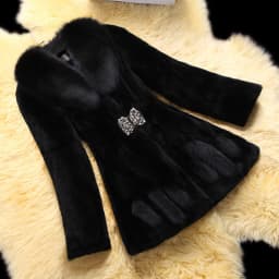 Black Winter Fur Coat for Women New Outwears Top Quality Med-Length Imitation Mink Fur Jackets Faux Fur Windbreaker Overcoat
