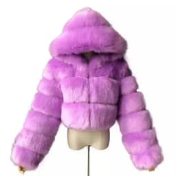 High Quality Furry Cropped Faux Fur Coats and Jackets Women Fluffy Top Coat with Hooded Winter Fur Jacket Manteau Femme