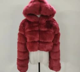 High Quality Furry Cropped Faux Fur Coats and Jackets Women Fluffy Top Coat with Hooded Winter Fur Jacket Manteau Femme