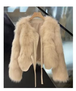 Autumn Winter Women Imitation Fox Fur Coat 2025 New Light Luxury Lace-Up Women'S Fur Coat Top Women Loose Fashion Fur Jacket