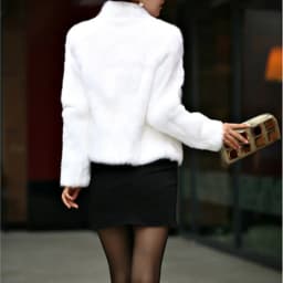 New Black White Faux Rabbit Fur Coat Women High Quality stand collar Short Imitation Fur Jacket Female Plush Outerwear