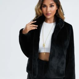 New Black White Faux Rabbit Fur Coat Women High Quality stand collar Short Imitation Fur Jacket Female Plush Outerwear