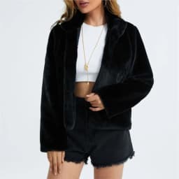 New Black White Faux Rabbit Fur Coat Women High Quality stand collar Short Imitation Fur Jacket Female Plush Outerwear