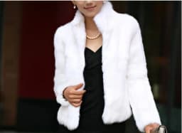 New Black White Faux Rabbit Fur Coat Women High Quality stand collar Short Imitation Fur Jacket Female Plush Outerwear