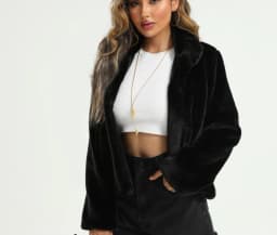 New Black White Faux Rabbit Fur Coat Women High Quality stand collar Short Imitation Fur Jacket Female Plush Outerwear