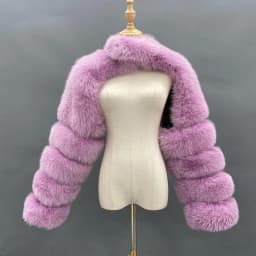 2023 Winter Warm Clothes Pink Black Faux Fur Coat Fluffy Jacket Women Cropped Tops Long Sleeves Winter White Coat Wholesale