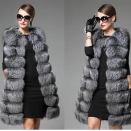 European station new high-imitation fur vest women's entire skin silver fox Fox hair long Korean version of a large coat jacket