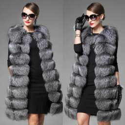 European station new high-imitation fur vest women's entire skin silver fox Fox hair long Korean version of a large coat jacket