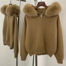 Hooded Oversized Cardigan Women Winter Faux Fur Sweater Female Solid Fake Fur Kintted Coat Fashion Loose Artificial Fur Knitwear