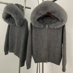Hooded Oversized Cardigan Women Winter Faux Fur Sweater Female Solid Fake Fur Kintted Coat Fashion Loose Artificial Fur Knitwear