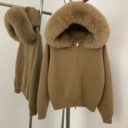 Hooded Oversized Cardigan Women Winter Faux Fur Sweater Female Solid Fake Fur Kintted Coat Fashion Loose Artificial Fur Knitwear