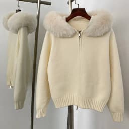 Hooded Oversized Cardigan Women Winter Faux Fur Sweater Female Solid Fake Fur Kintted Coat Fashion Loose Artificial Fur Knitwear