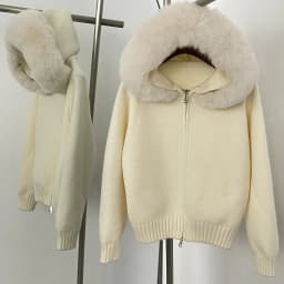 Hooded Oversized Cardigan Women Winter Faux Fur Sweater Female Solid Fake Fur Kintted Coat Fashion Loose Artificial Fur Knitwear