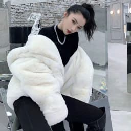 Autumn Winter New Hooded Imitation Rabbit Hair Mid-Length Loose Fashion Fur Coat Korean Loose Thicke Plush Jacket Women Outwear