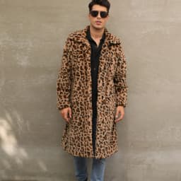 Autumn and Winter New Men's Square Collar Imitation Fur Long Coat Coat Men's Zebra Pattern
