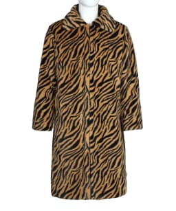 Autumn and Winter New Men's Square Collar Imitation Fur Long Coat Coat Men's Zebra Pattern