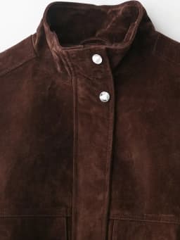 Retro American Women's Short Suede Jacket Stand Collar Workwear Outerwear Faux Fur Effect Warmth Ladies Fashion Winter Coat