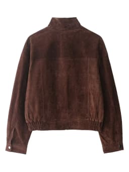 Retro American Women's Short Suede Jacket Stand Collar Workwear Outerwear Faux Fur Effect Warmth Ladies Fashion Winter Coat