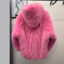 KUCLUT 2025 Winter New Fashion Faux Fox Fur Knitted Coat With Hood For Women High Quality Solid Color Jacket Female 1A1189