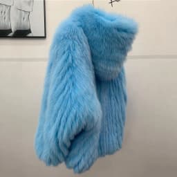 KUCLUT 2025 Winter New Fashion Faux Fox Fur Knitted Coat With Hood For Women High Quality Solid Color Jacket Female 1A1189