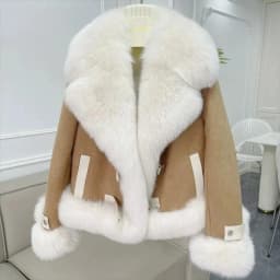 Fashion Imitation Fox Fur Grass Coat Women's Short 2026New Furry coat Woolen collar thickened warm coat for winter Fur Coat Pink