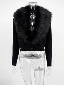 Tuularose Elegant Faux Fur Coats Women's Warm Puffy Slim Long-Sleeve Collared Cardigan Winter Fashion High-Street Women Outwear