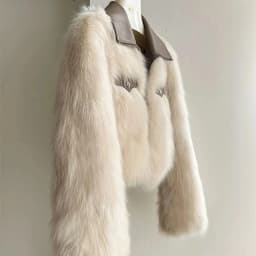 2025 New Autumn Winter Fur Coat Women's Short Lapel Imitation fox fur Long sleeved Korean version Fashion Zipper Thicken Top