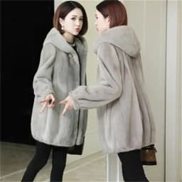 Womemn Faux Fur Coat Women Sheep Shearing Fall Winter Granular Velvet Korean Coat Short Faux Fox Fur Collar Hooded Coat Female