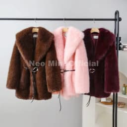 Neo Mint 2025 Winter Hot Brown Belted Faux Fur Coat Women Thick Warm Long Fox Fur Jacket Chic Brand Fashion Girls Furry Overcoat