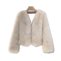 New Autumn Winter 2026 V-Neck Fashion Korean Version Female Short Fur Coat Solid Color Beautiful Be All-match Ladies Outerwear