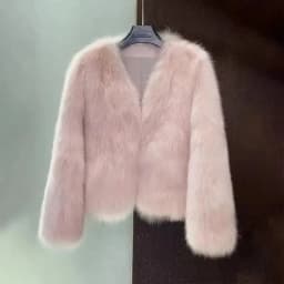 New Autumn Winter 2026 V-Neck Fashion Korean Version Female Short Fur Coat Solid Color Beautiful Be All-match Ladies Outerwear