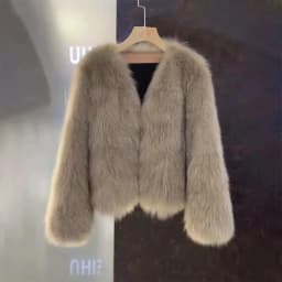 New Autumn Winter 2026 V-Neck Fashion Korean Version Female Short Fur Coat Solid Color Beautiful Be All-match Ladies Outerwear
