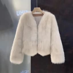 New Autumn Winter 2026 V-Neck Fashion Korean Version Female Short Fur Coat Solid Color Beautiful Be All-match Ladies Outerwear