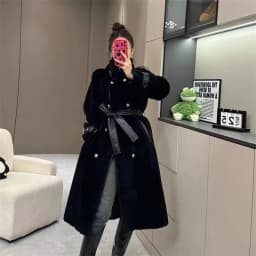 Winter Fashion High-end Temperament Long Fur Coat For Women New Double Breasted Loose Belt Thicken Warm Fur Jacket Outwear